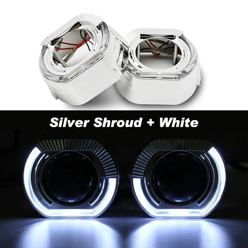Car Headlight shrouds 2.5 Inch 3 Inch integrated Shroud Cover LED Angel Eyes for Projector Lens Headlight Decoration Accessories