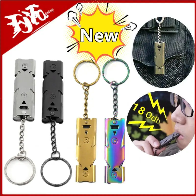 New Portable whistle 180 db aluminum alloy double tube lifesaving emergency SOS safety survival whistle outdoor EDC Tool 2023