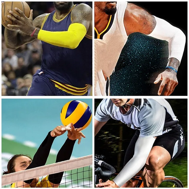 WOSWEIR-2PCS Sports Arm Compression Sleeve Basketball Cycling Arm Warmer Summer Running UV Protection Volleyball Sunscreen 2