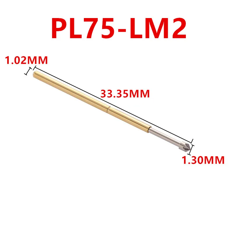 

100 PCS/Pack PL75-LM2 Crown Head Spring Test Pin Outer Diameter 1.02mm Length 33.35mm ICT Thimble Is Used To Test Circuit Board