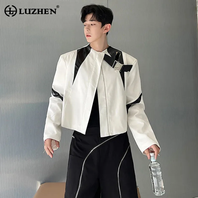 

LUZHEN Stylish Color Contrast Metal Decorate Splicing Designer Jackets Original Men's Street Korean Reviews Many Clothes LZ2220