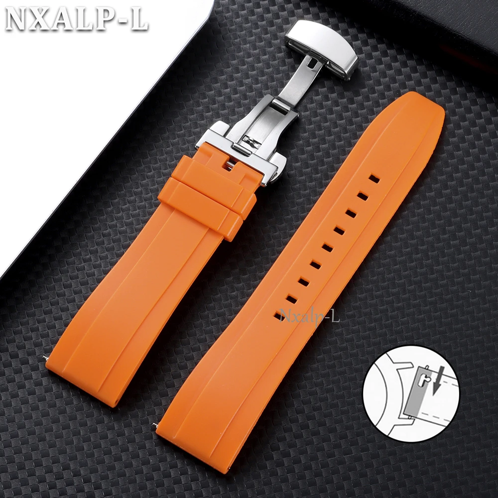 Sleek Silicone Waterproof Watch Band with Butterfly Clasp - Men's and Women's Sport Bracelet