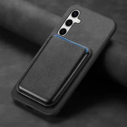 Leather Wallet Case with Wireless Charging for Galaxy M54 F54 5G (Black)