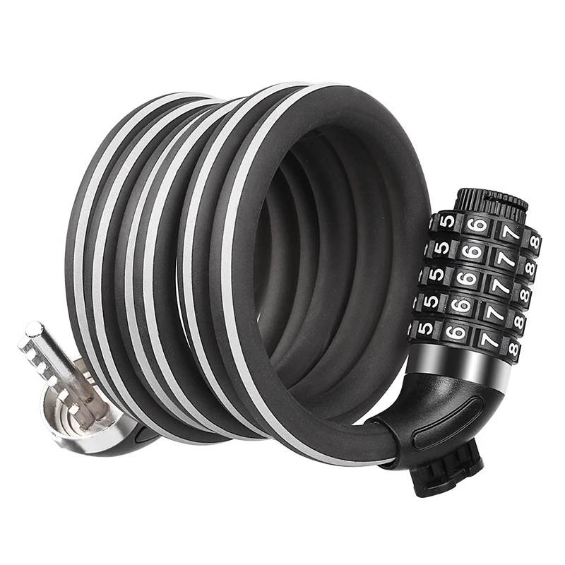 

Велосипедный замок с 5-значным кодом, велосипедный замок со светоотражающим стальным тросом, 1,8 м