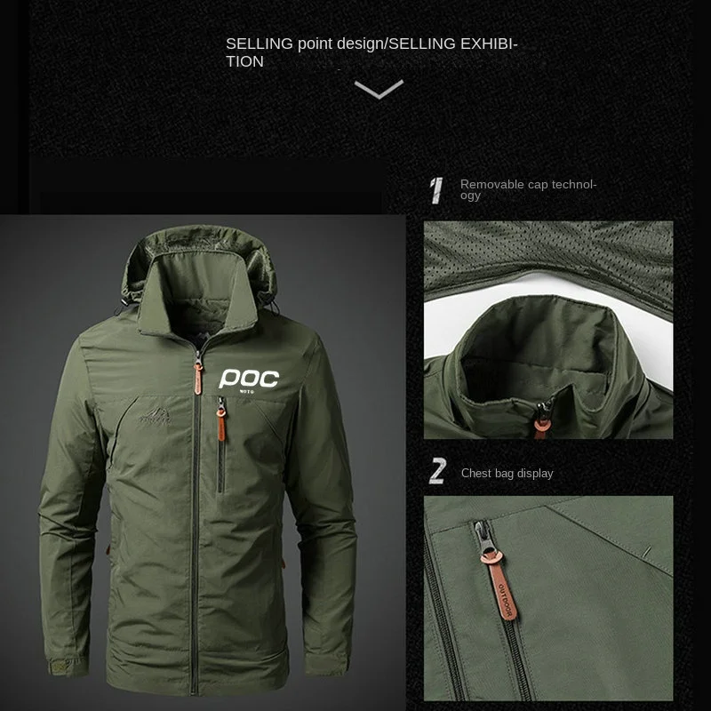 Man MOTO POC Bicycle Jacket Running Jacket MTB Wind Coat Road Bicycle Clothing Windproof Long Jersey Cycling Windbreaker