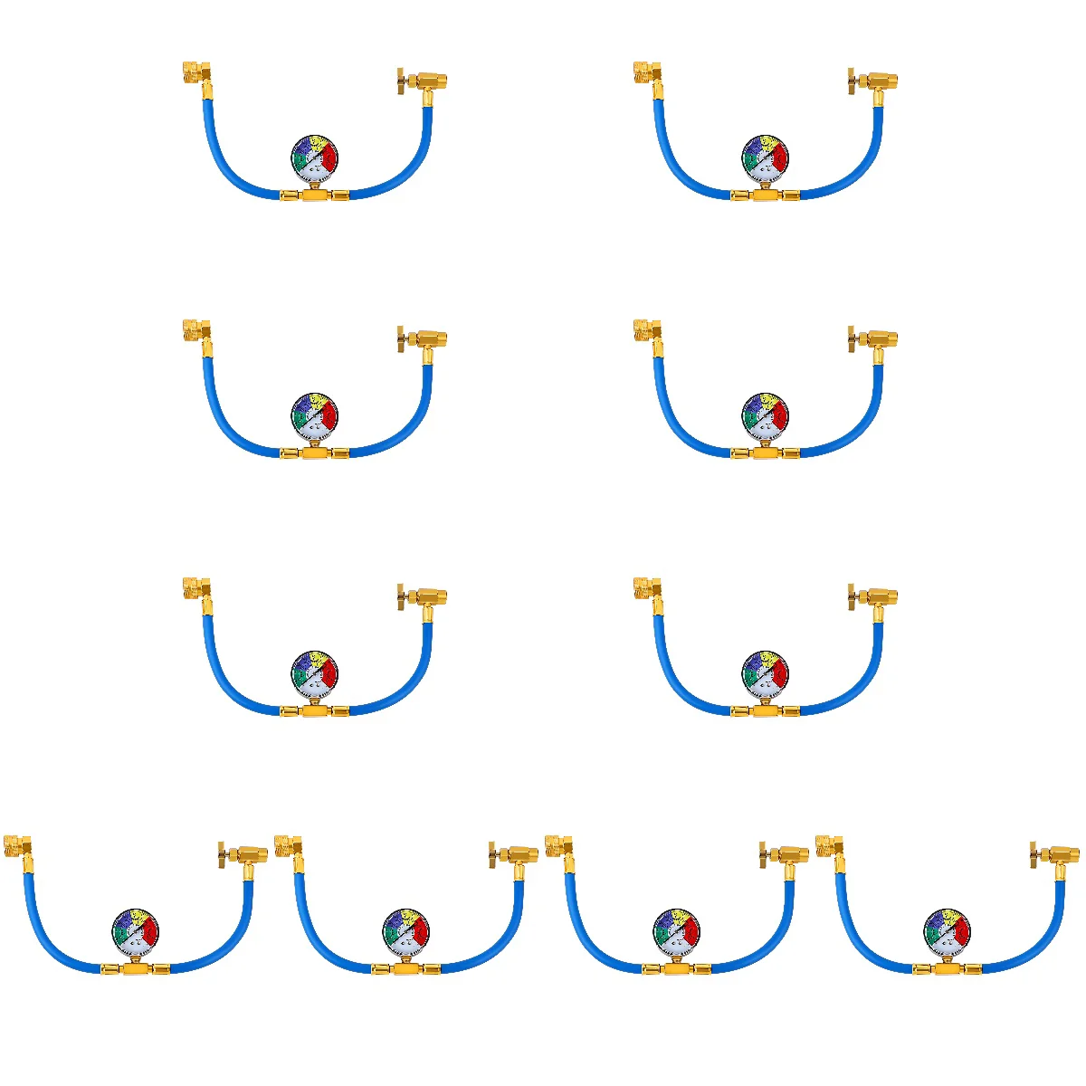 

10 pcs Car Refrigerant Charging Hose Air Conditioning Refrigerant Recharge Hose with Gauge (R134A)