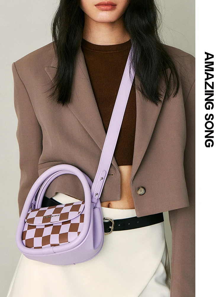 Amazing Song Green Pink Checkerboard Bag Soft Bag Family Handbag Crossbody  Bag Hasp Niche Design - AliExpress