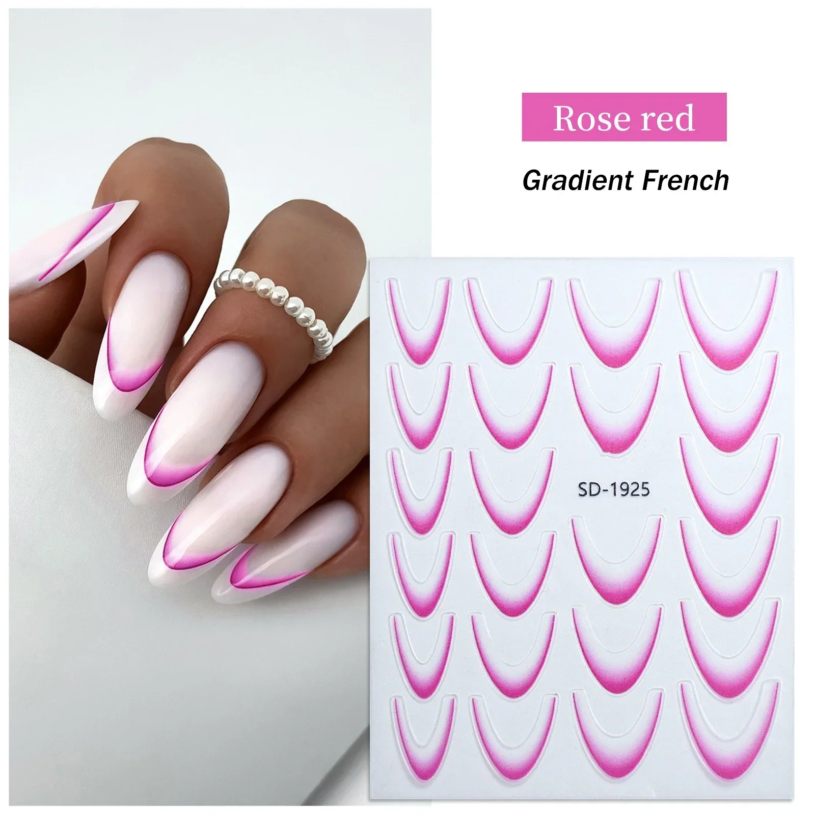 Gradient French Line Manicure Nail Art Stickers - Self-Adhesive Decals