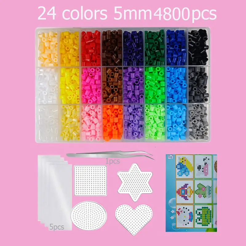Hama Beads Box Embalagem Thermal mosaic Ferro Educação Beads, Ironing beads Fuse Beads Brinquedo DIY, 24 48 72 Cores 2.6MM 5MM - Image 7