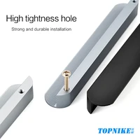 มือจับตู้สีดำ มือจับประตูตู้สีทอง มือจับลิ้นชักครัว อุปกรณ์ฮาร์ดแวร์เฟอร์นิเจอร์ มือจับอะลูมิเนียมอัลลอยด์ ยาว 400 มม. แบบยาวพิเศษ 4