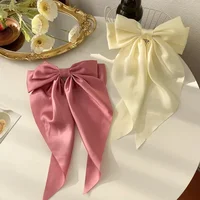 Solid Color Satin Ribbon Big Bows Hairpin Spring Clips Hair Accessories for Women Girls Trendy Korean Summer Headwear 2024 - Image 3