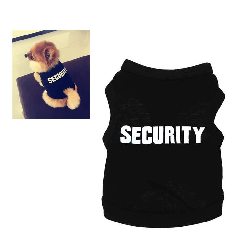 Security Dog Vest Summer Dog Clothes Black Pet Puppy T Shirts for Small
