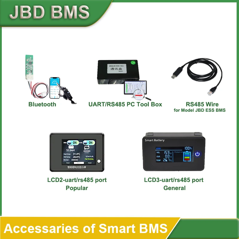 JBD Accessories Bluetooth UART RS485 Tool Box LCD Displayer UART TO CAN ...