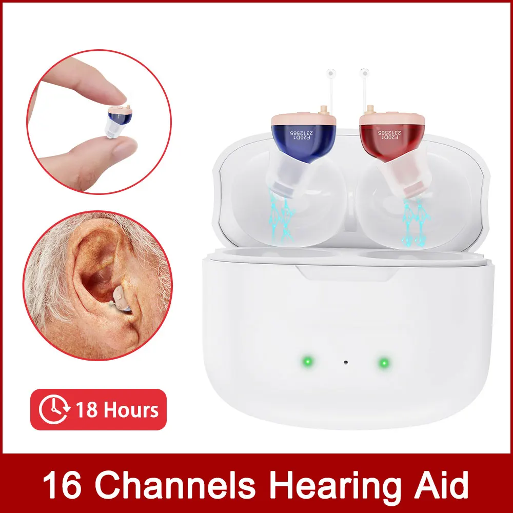 Hearing Aid Rechargeable 16 Channels Digital For Deafness Noise Cancelling