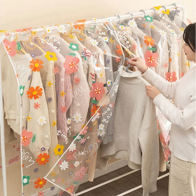 Rajzfilm Virágruhák Porfedél Hálószoba Szárító Állvány Por Burkolat Vastag Kabátos Fogas Porlabat Öltöny Univerzális - Image 2