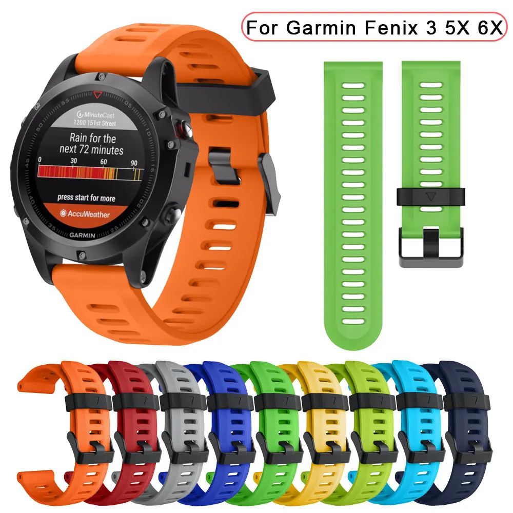 Ремешок для наручных часов Garmin Fenix 3 3 HR, мягкий силиконовый браслет для смарт-часов, аксессуары для браслета, 26 мм