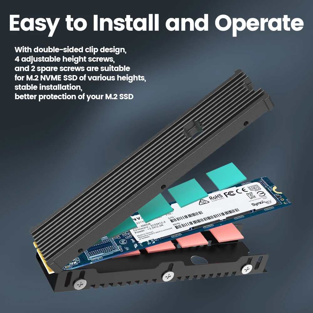 Jeyi-nvme Radiador com Almofada Térmica do Silicone Dissipador Liga de Alumínio Ps5 M.2 Pcie Sata Ssd Eficiente 22110 - Imagem 4