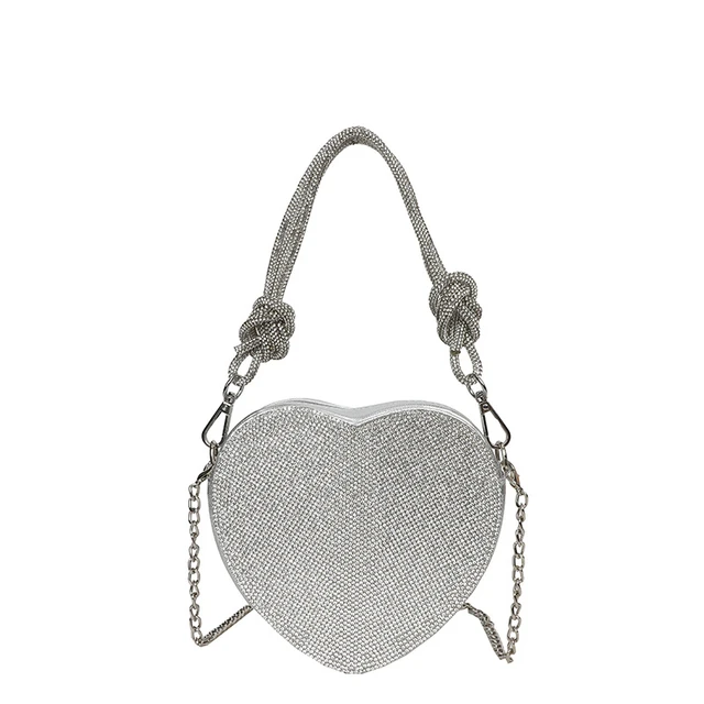 Shoulder Bag For Women Silvery Heart Shape Handbags Designer