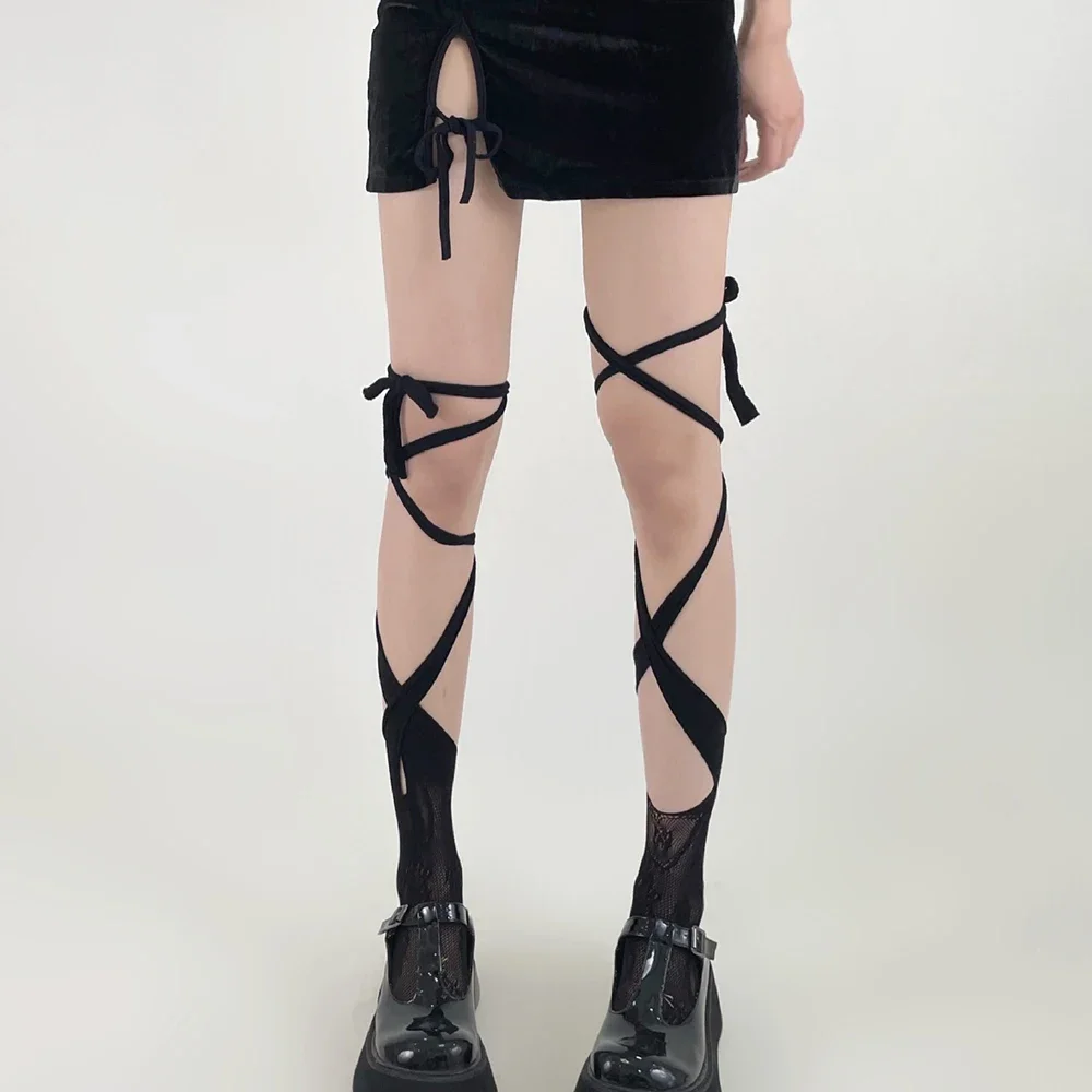 Anime Stockings Summer Sexy Long Japanese Socks Jk Tie Lace Fishnet Stockings Irregular Split-toe Calf Socks Women's Middle Tube Straps fishnet stockings,lace stockings,anime socks,anime stockings