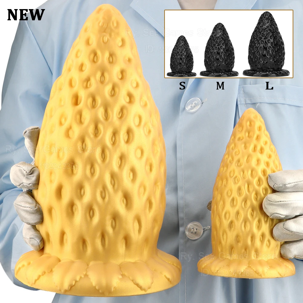 Thicken-13cm-Huge-Anal-Dildo-Dilator-Strawberry-Pineapple-Type-Sucker