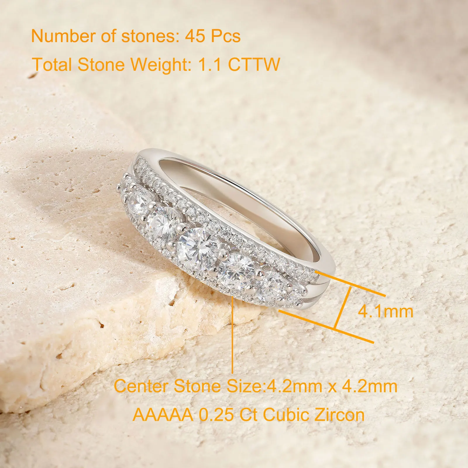 Newshe 925 Sterling Silver Eternity Ring Wedding Band for Women 1.1ct Round White AAAAA Cz Size 4-13 S4ded43747e164685aadfd0be510db1f46