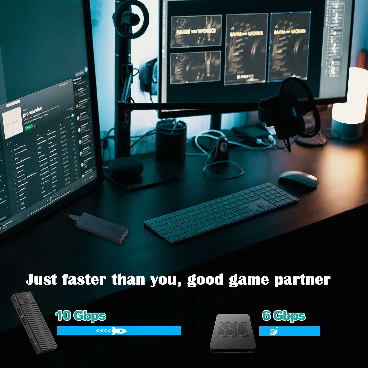 5-in-1 USB C HUB With Disk Storage Function for M.2 NVMe SATA NGFF SSD Type C HUB Dock Station USB C Splitter For Macbook Pro