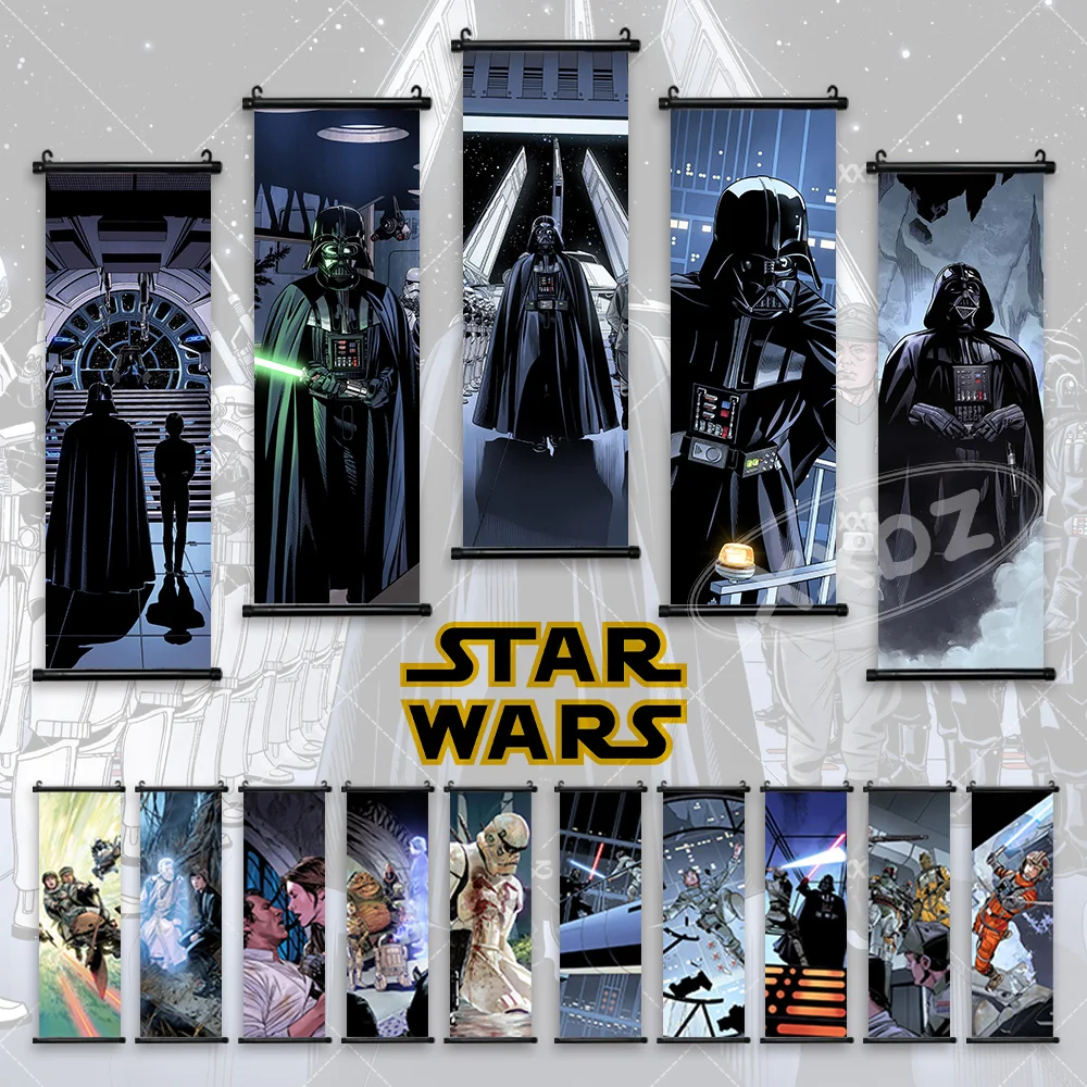 Luke Skywalker Hanging Painting General Grievous Wall Artwork Count Dooku Scroll Picture Yoda Poster Star Wars Movie Home Decor