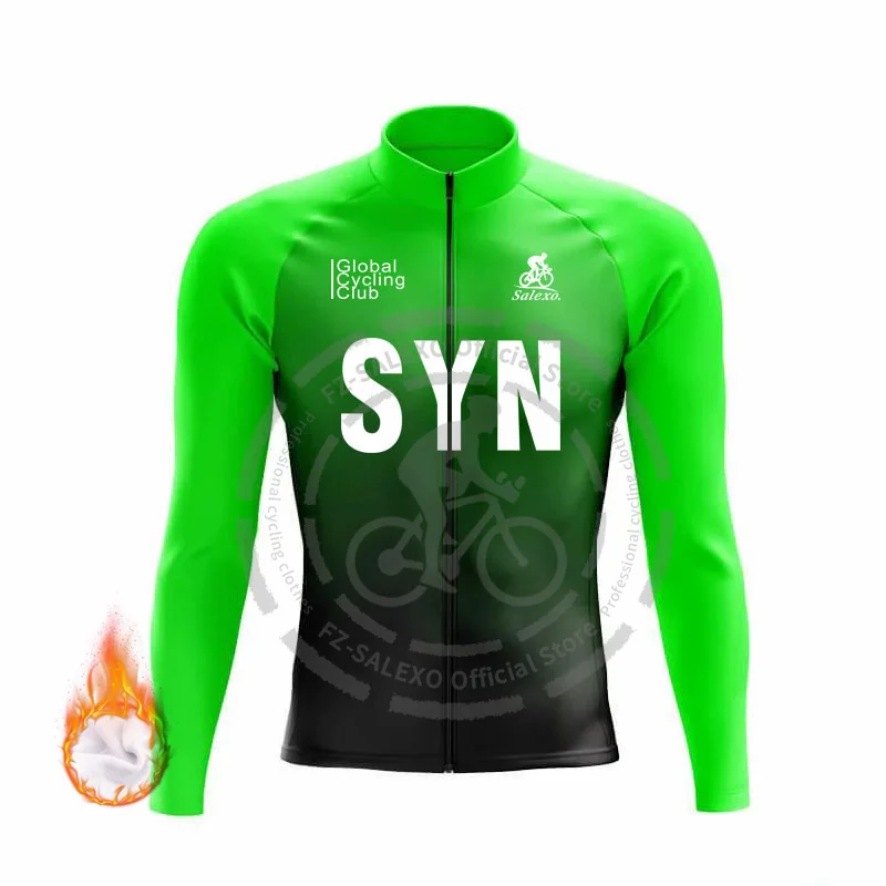 thumbnail image 1 of SYN - Maillot de ciclismo de invierno para hombre, ropa térmica de polar de manga larga para ciclismo de montaña, uniforme para bicicleta, ropa de ciclismo, chaqueta para bicicleta, 1 of 5