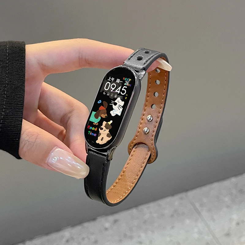 Elegant Leather Strap for Smart Band Watches - Slim Wrist Bracelet Replacement Accessory