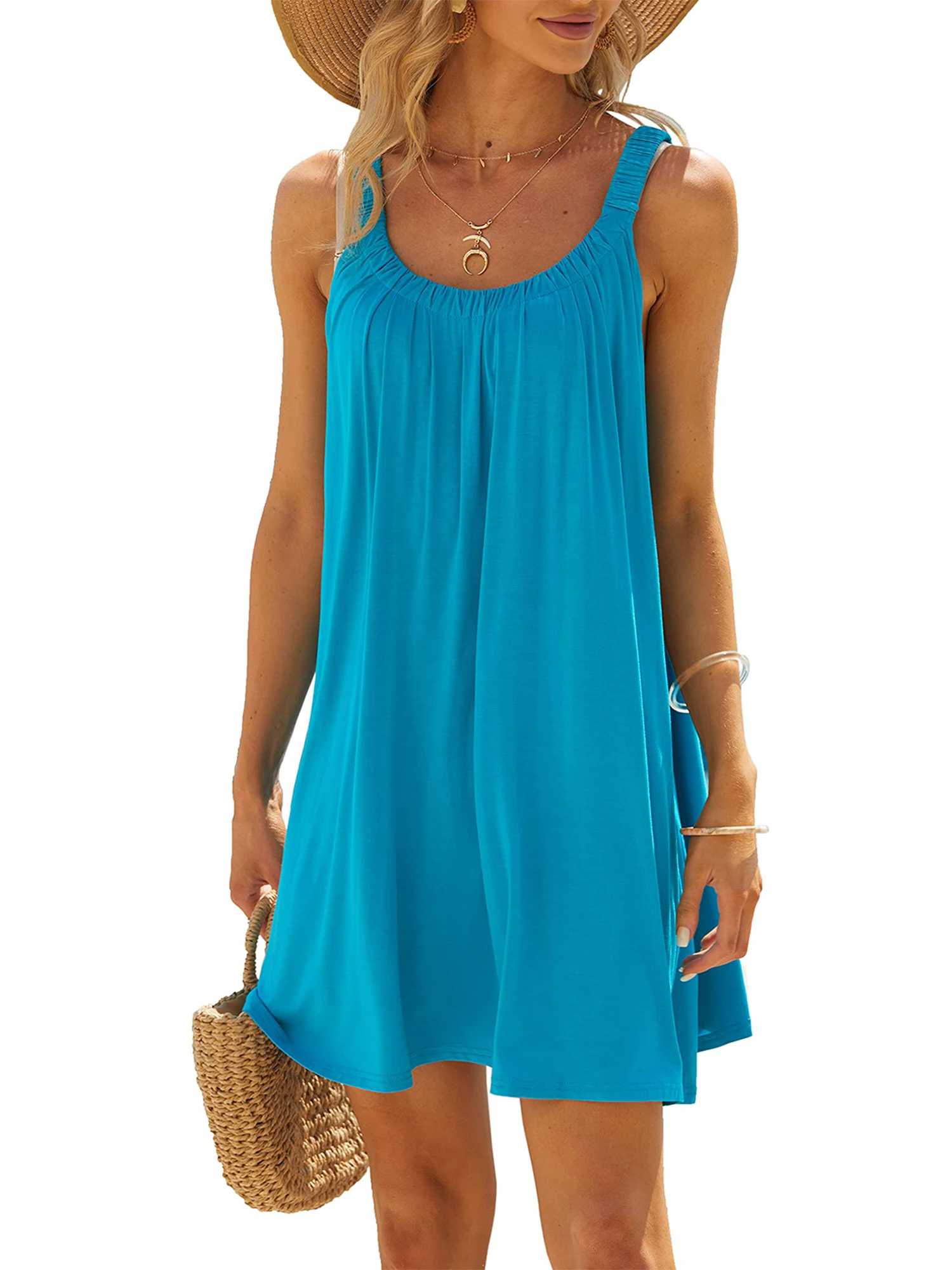 Women&rsquo;s Floral Print V-Neck Beach Dress Flowy Short Sleeves Swim Cover Up Casual Summer Dress swimsuit cover up swimsuit coverup beach evening dress women dresses