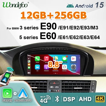 Radio con Pantalla Android 15 para BMW E60 E61 E63 E64 E90 E91 Serie 3/5, Carplay, Android Auto, Reproductor Multimedia Estéreo, GPS, 4G LTE 1
