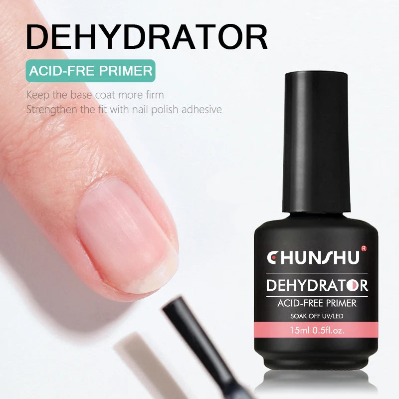 CHUNSHU 15ML Dehydrator Primer No Need UV LED Lamp Fast Air Dry Strong Base Coat Semi Permanent UV Gel Nail Polish  Long Lasting