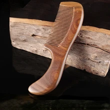

Factory Wholesale Unisex Green Sandalwood Comb Women Men Home Travel Wood Anti-static Fine-tooth Comb Wooden Handles