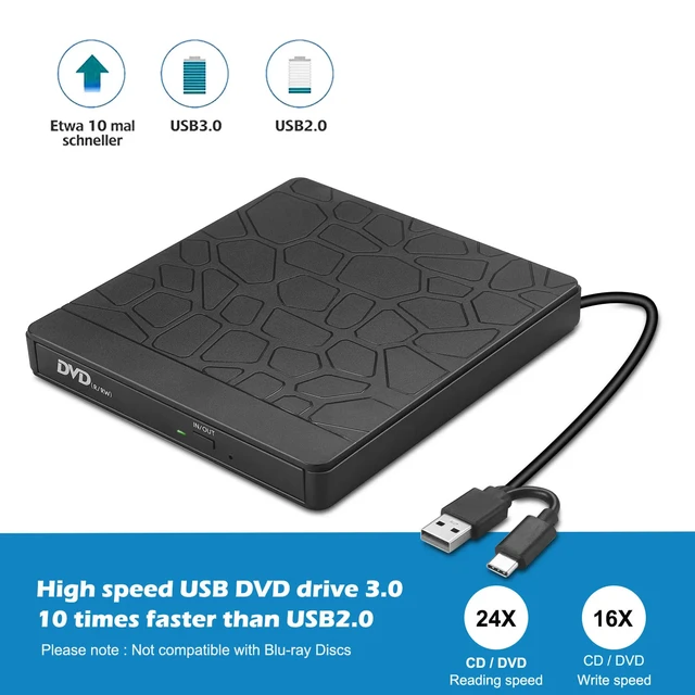 Graveur DVD externe USB 3.0 et Type-C, enregistreur AMPA ER