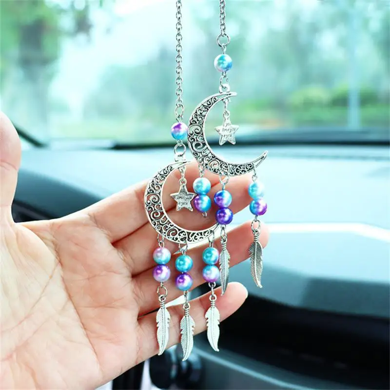 Acchiappasogni Per Auto Con Elefante Boho – Decorazione Per Specchietto Retrovisore Con Piume E Perline Verdi - 5