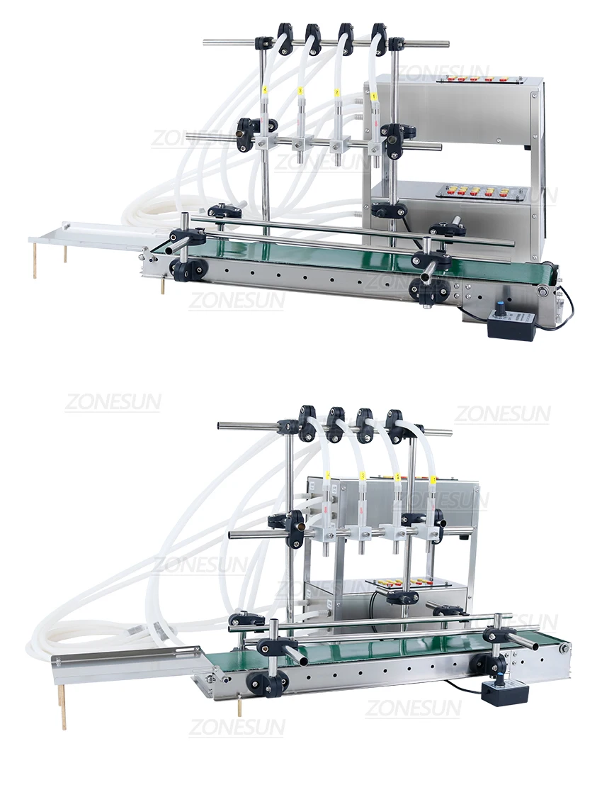 ZONESUN ZS-DTDP4G Автоматическая машина для розлива жидкости с цифровым управлением, 4 головки, диафрагменный насос, бутылка, наполнитель для жидкой воды, сока