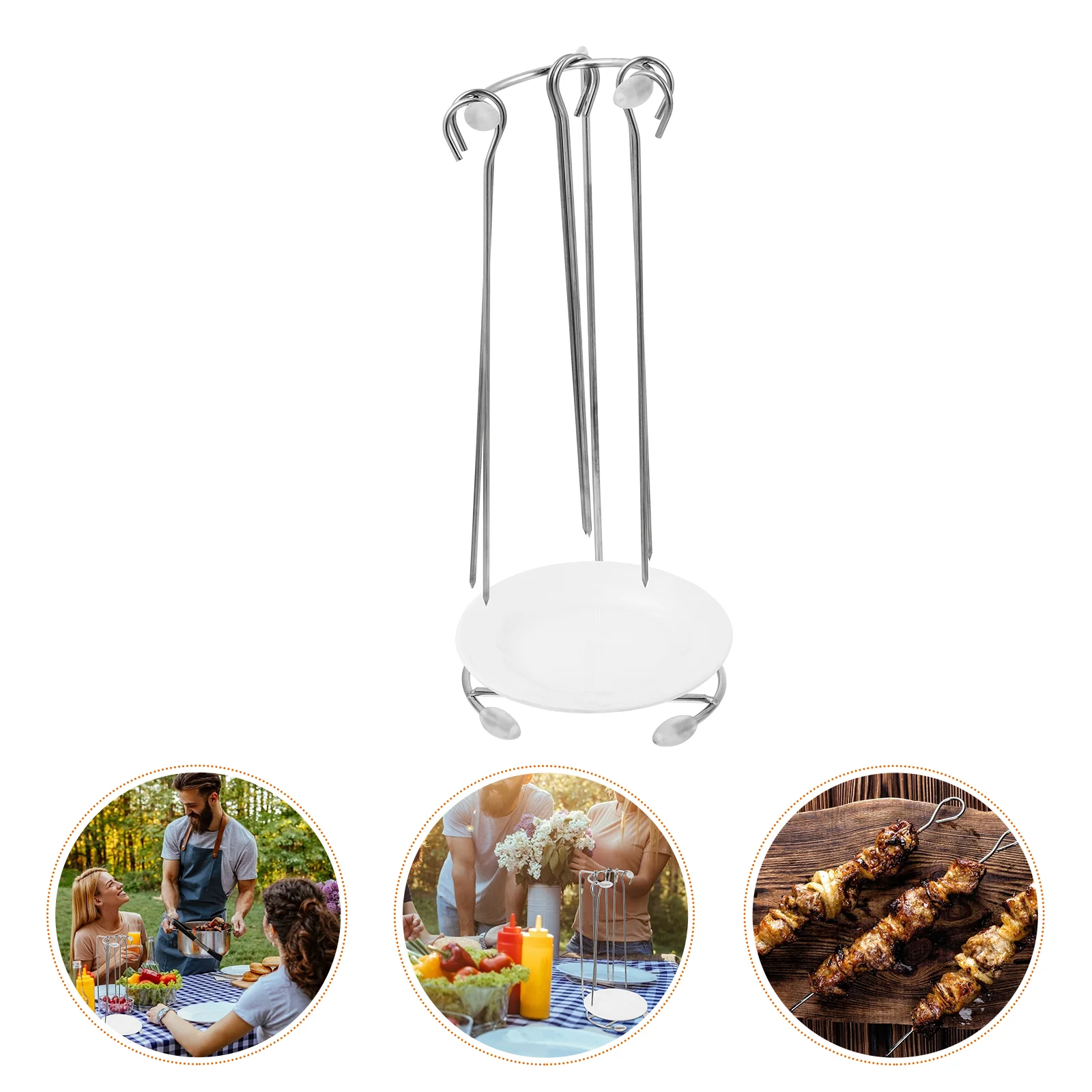 Skewers Grilling Rack Skewer Kebab Kabob Stand Steel Stainless Hanging Bbq Metal Barbecue Grill Sticks Hanger Vertical Holder