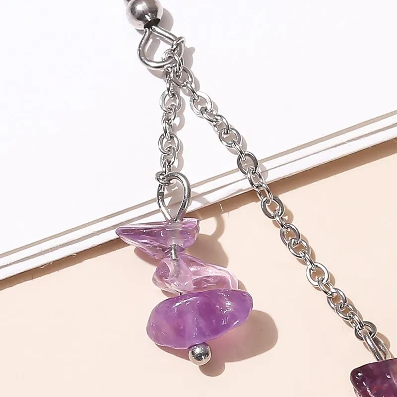 Amethyst Crystal Gravel Drop Earring for Women