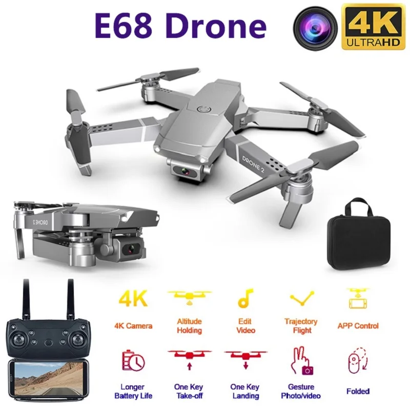

New E68 Mini RC Drone 4K 1080P HD Camera Wifi FPV Air Pressure Altitude Hold Mode Foldable Quadcopter Toy Kid's Gift Photography