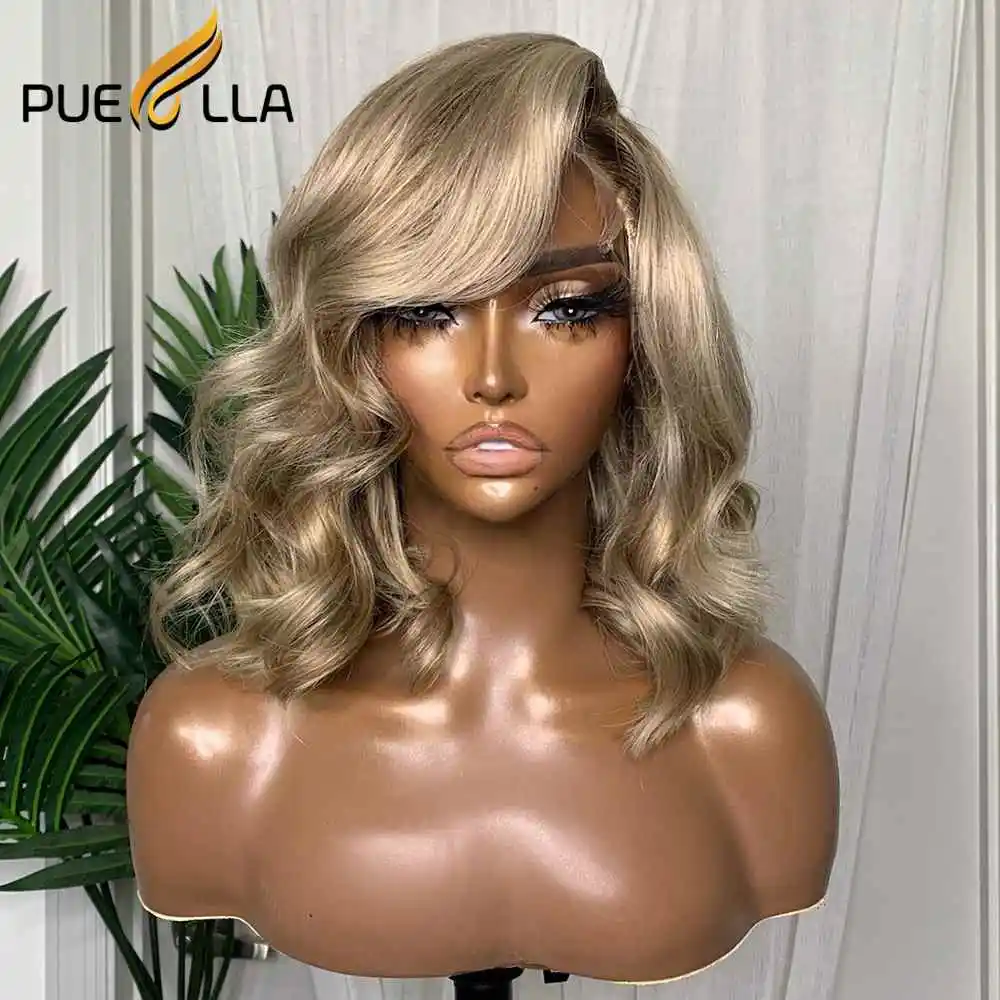 250% Ombre Beige Bronde 13x4 Lace Front Wig Brazilian Human Hair Preplucked Short Transparent Loose Body Wave Frontal Wigs human hair wig lace front wigs