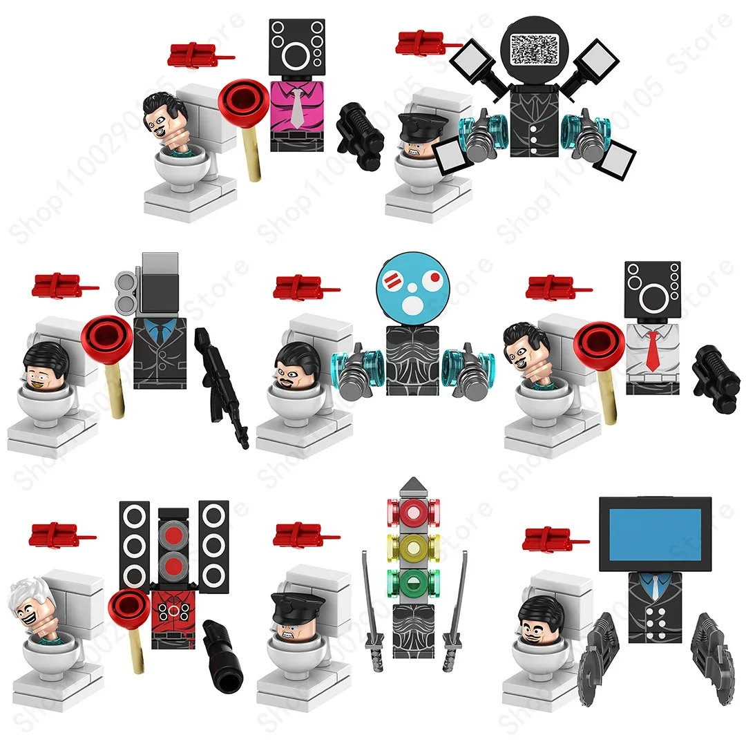 

KF6203 Skibidi Toilet Anime Cartoon Bricks Dolls Cameraman Speakerman TV Man Mini Action Toy Figures Building Blocks Gifts