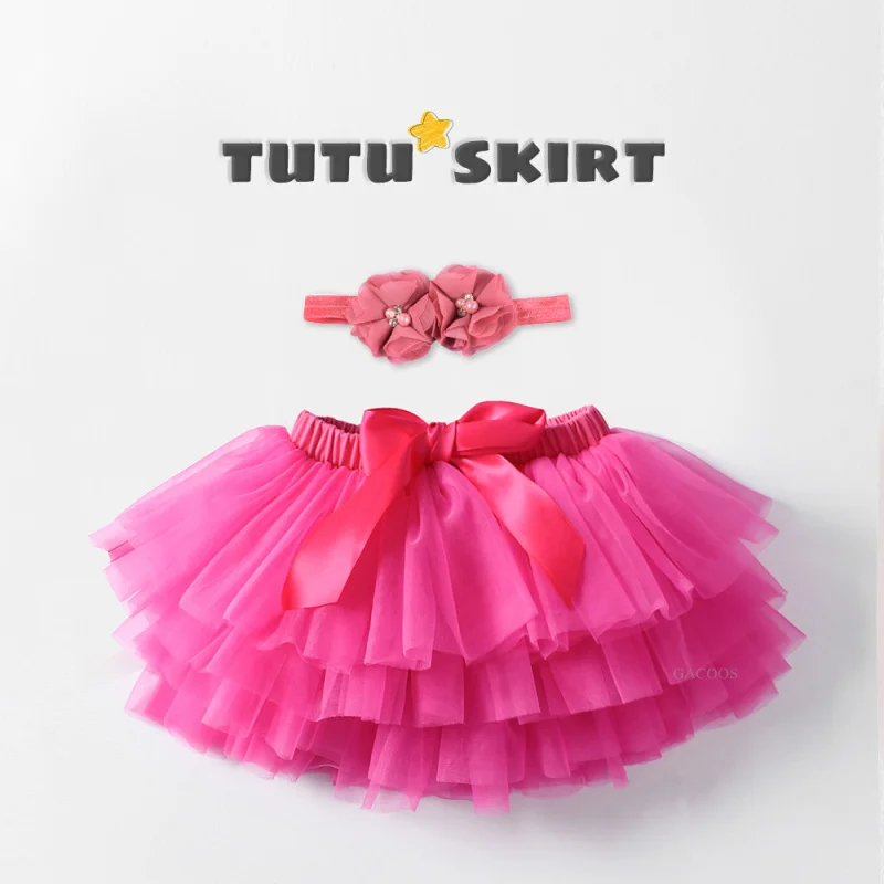 Pink Princess Baby Girls Tulle Tutu Bloomers & Headband Set - Rainbow Tutu Skirt Ensemble