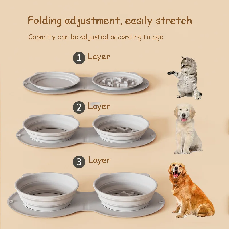 350 1000ml Travel Foldable Pet Dog Bowl for Small Large Dogs Slow