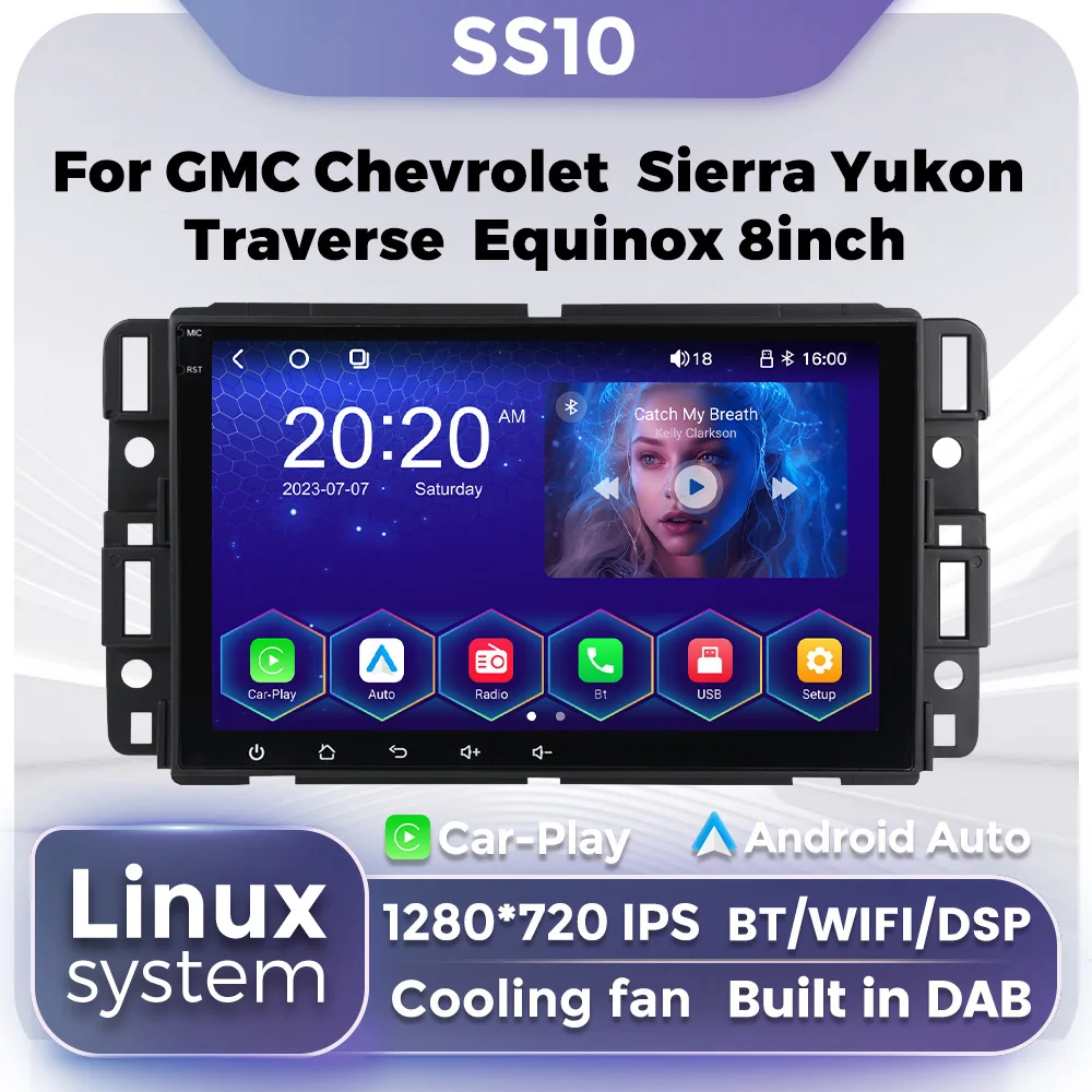 Autoradio Autoradio Per Gmc Chevrolet Sierra Yukon Traverse Equinox Linux System Lettore Multimediale Wifi Dab Bt Wireless Carplay