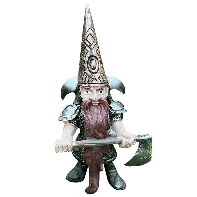Statue De Nain Chevalier Croisé – Décoration Jardin En Polyrésine, Hauteur 12,5 Cm, Style Médiéval, Ornement Pelouse