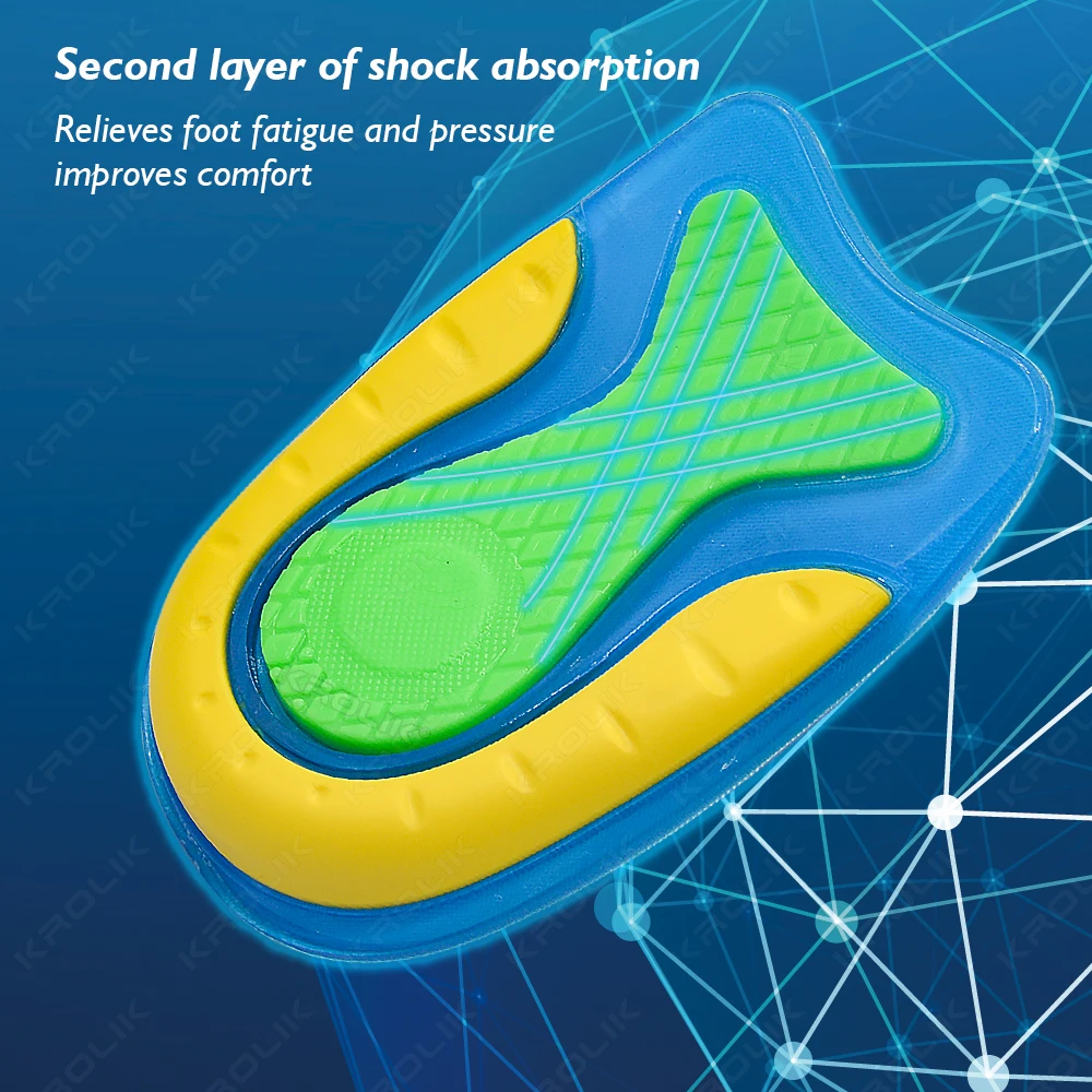 Heel Insoles Silicone Unisex Sports Shock-absorbing for Foot Pain Relief