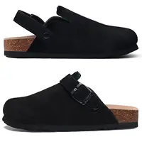Bebealy sabots authentiques pour femmes avec sangle réglable mode sans lacet chaussures de pomme de terre semelle en liège Mules en cuir avec Support de voûte plantaire 1