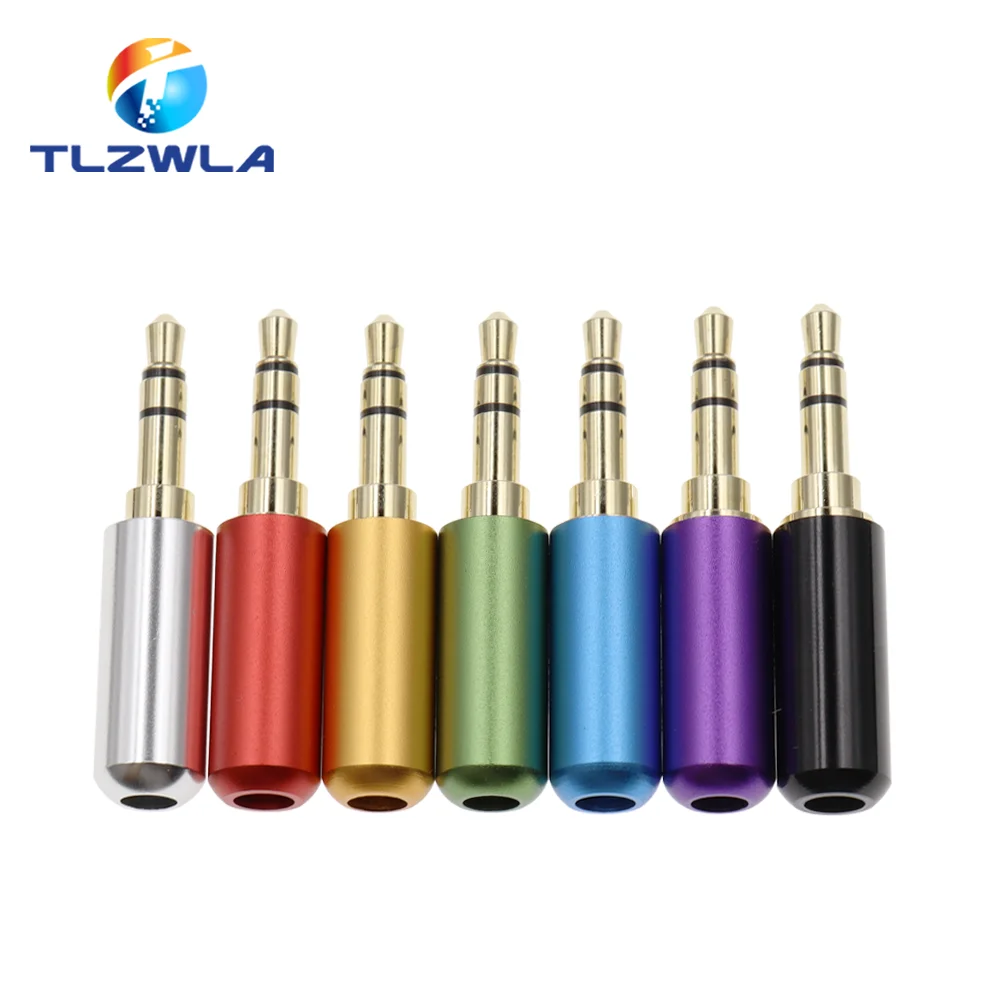 Copper 3/4 Pole 3.5MM Plug Male Headphone Jack with Clip 3.5MM Stereo Audio Connector for 4mm Cable Adapter