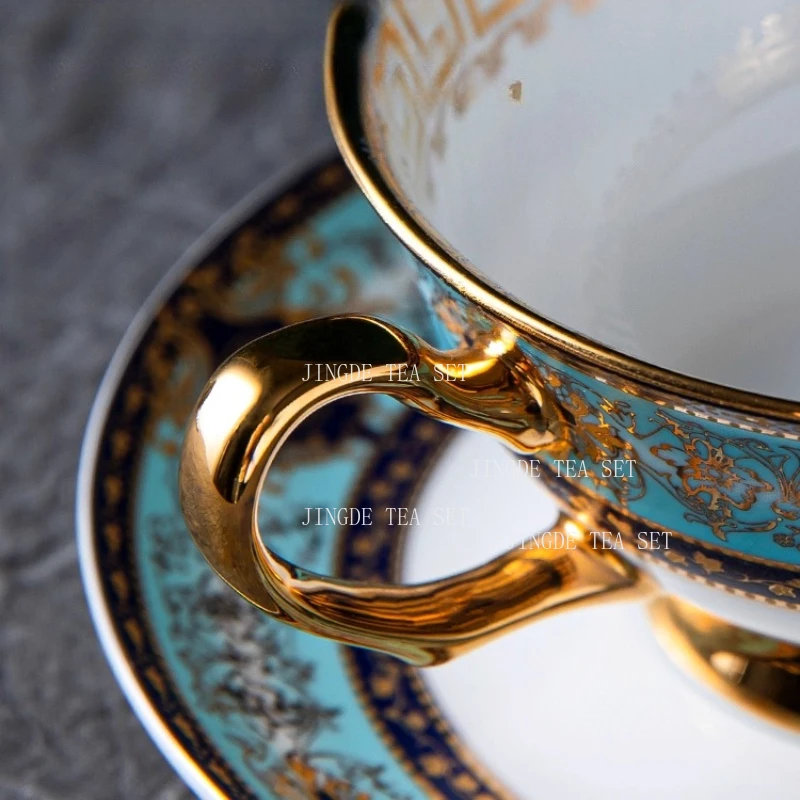 250ml Ceramic Coffee Cup High End Bone China English Afternoon Tea Set Cup, Plate, Spoon Set Underglaze Color Drinking Utensils