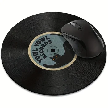 Vintage Vinyl Inspired Mouse Pad Round Non-Slip Rubber Computer Desk Mat Accessories Office Mouse Mat Playmat Rug Desk Gadgets 1